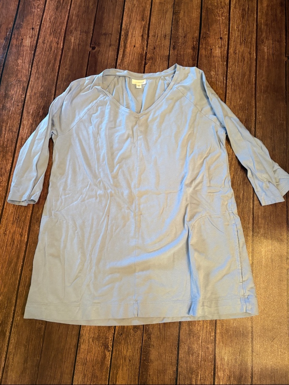 J. Jill Pure Jill Light Blue V-Neck 3/4 Sleeve T-Shirt Sz M